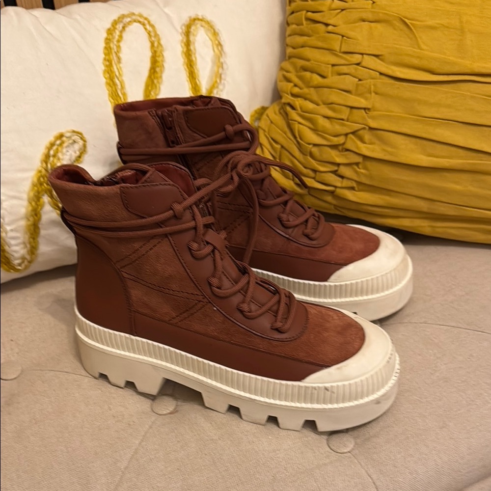 Gianni Bini Brown and White Sneakers with Rugged Sole